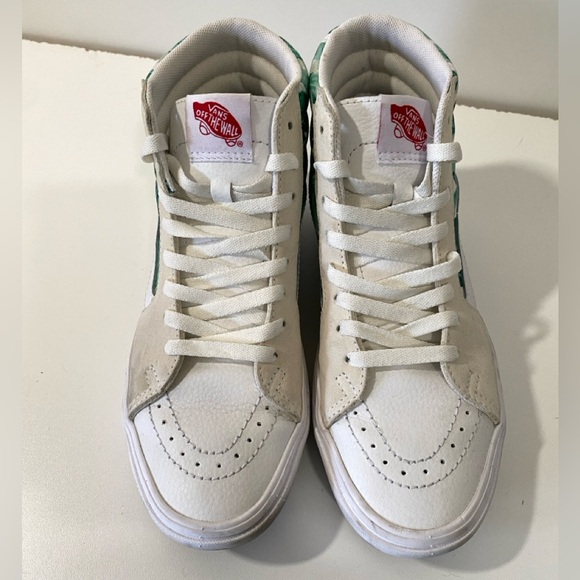 Vans Customs Skate Hi-Tops size women’s 8 Greens and White Leather - Picture 4 of 9